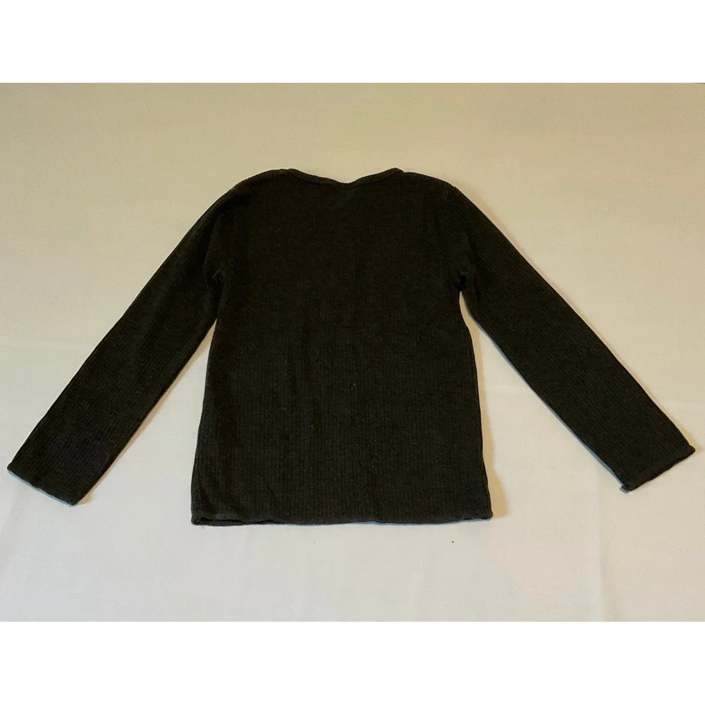 Unbranded Ribbed Knit Top Kids Size 6 Charcoal Grey Excellent Long Sleeve Basic